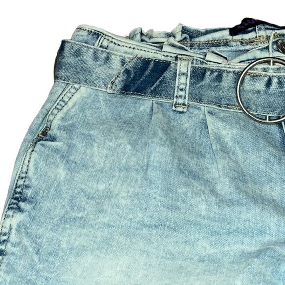 Blue Spice Paper Bag Rolled Hem Jean Shorts - Picture 3 of 9